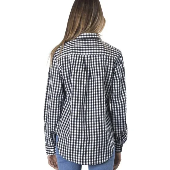 Women's Gingham Shirt Checkered Casual Long Sleeve Button Down Plaid - Picture 3 of 3
